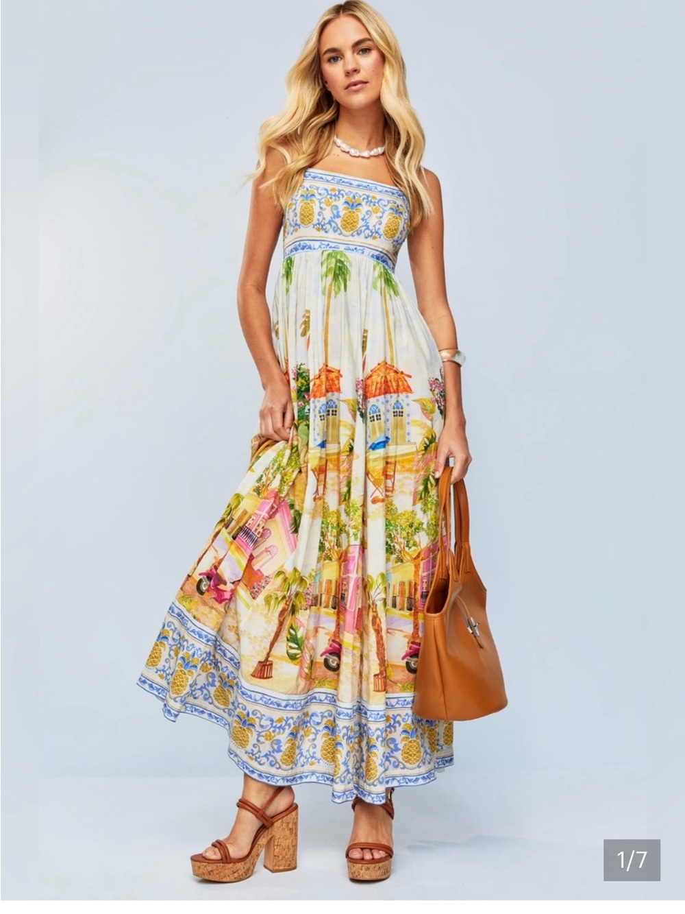 Tropical Print Strapless Maxi Dress in Multi-Color - FARM Rio
